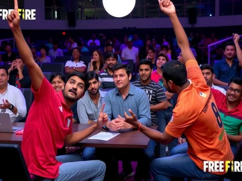 Free Fire Avengers - National Esports Championship Free Fire Avengers National Championship finals in Mumbai with players and cheering crowd