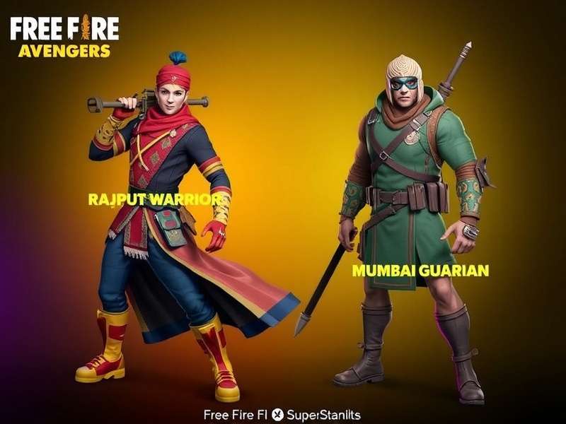 Free Fire Avengers - Desi Superhero Characters Free Fire Avengers characters including desi superhero skins like Rajput Warrior and Mumbai Guardian